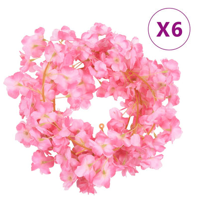 Vidaxl bloemenslingers 6 st 180 cm donkerroze
