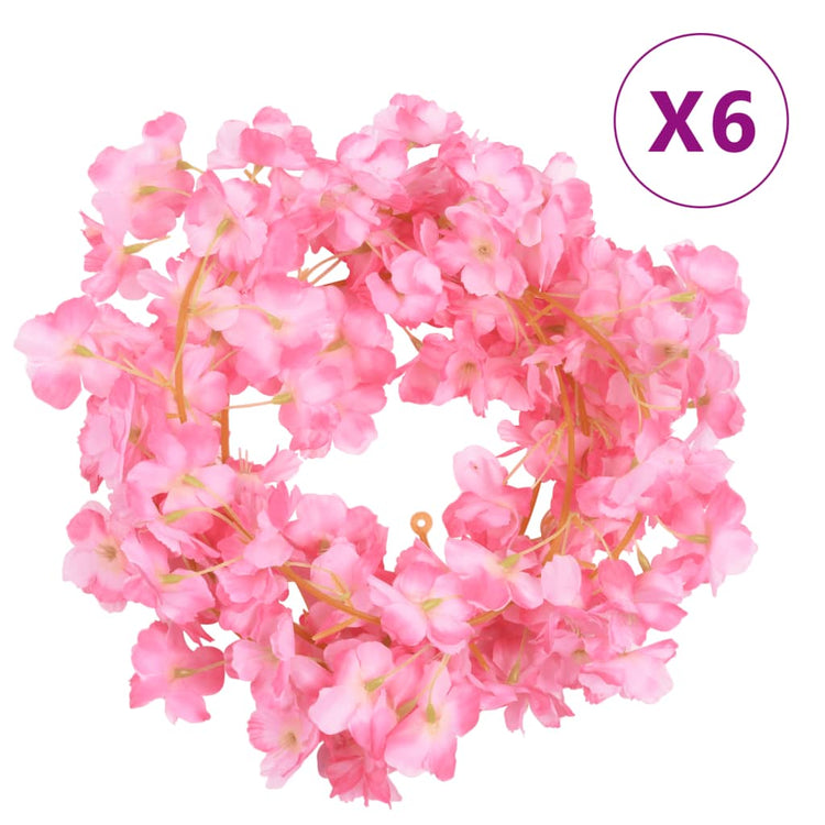 Vidaxl bloemenslingers 6 st 180 cm donkerroze