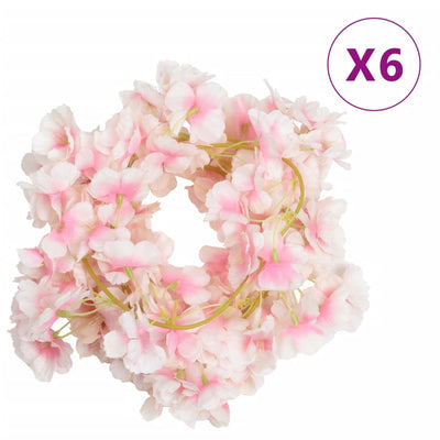 VidaXL Kerstslingers met bloemen 6 st 180 cm lichtroze