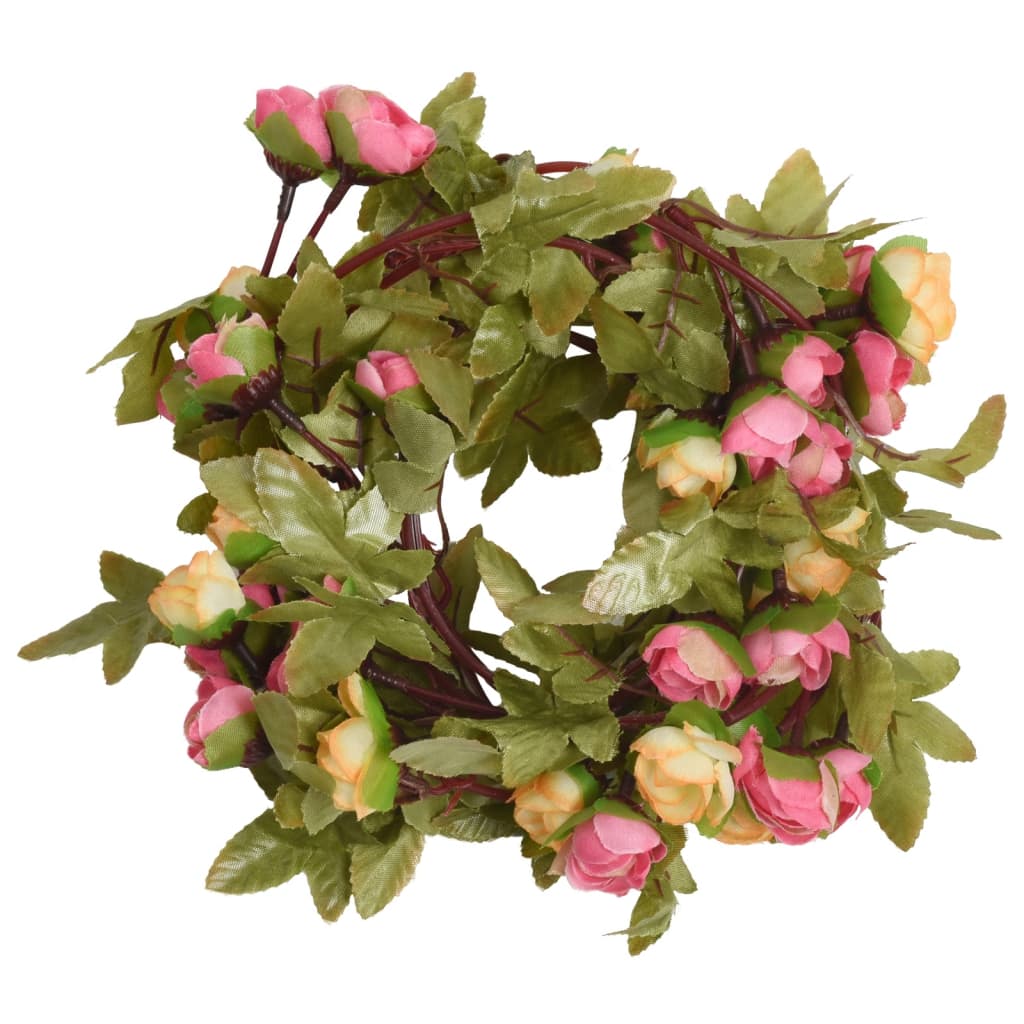 VidaXL Kerstslingers met bloemen 6 st 215 cm roze