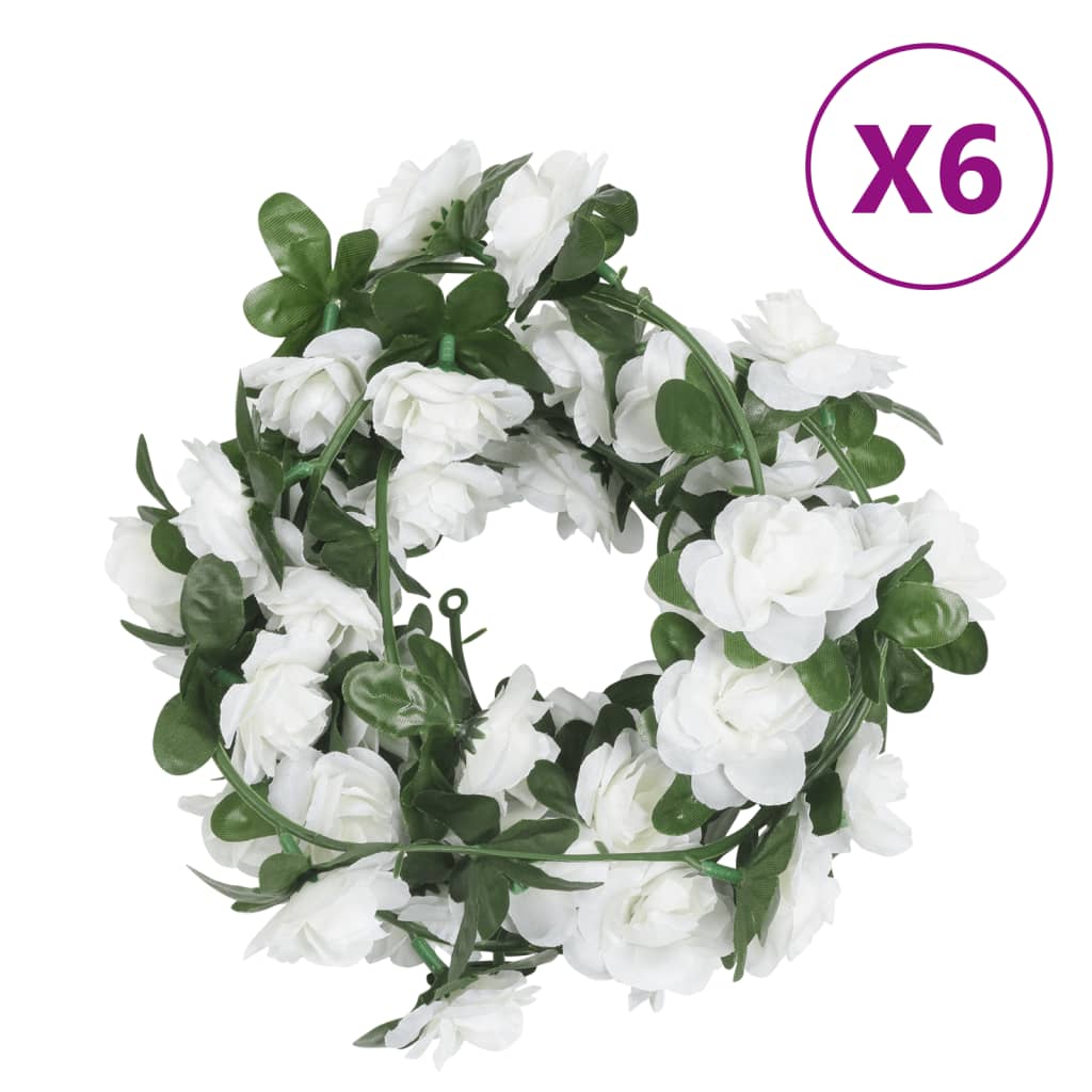 VidaXL Kerstslingers met bloemen 6 st 240 cm wit