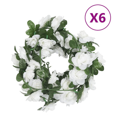 VidaXL Kerstslingers met bloemen 6 st 240 cm wit