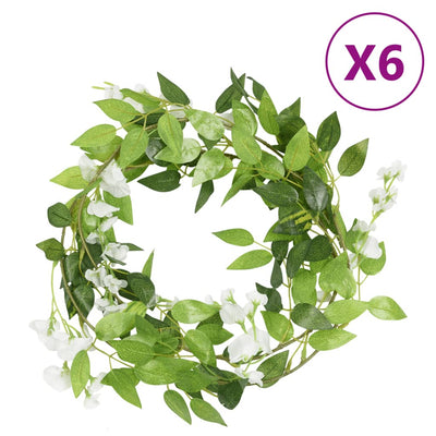 VidaXL Kerstslingers met bloemen 6 st 200 cm wit