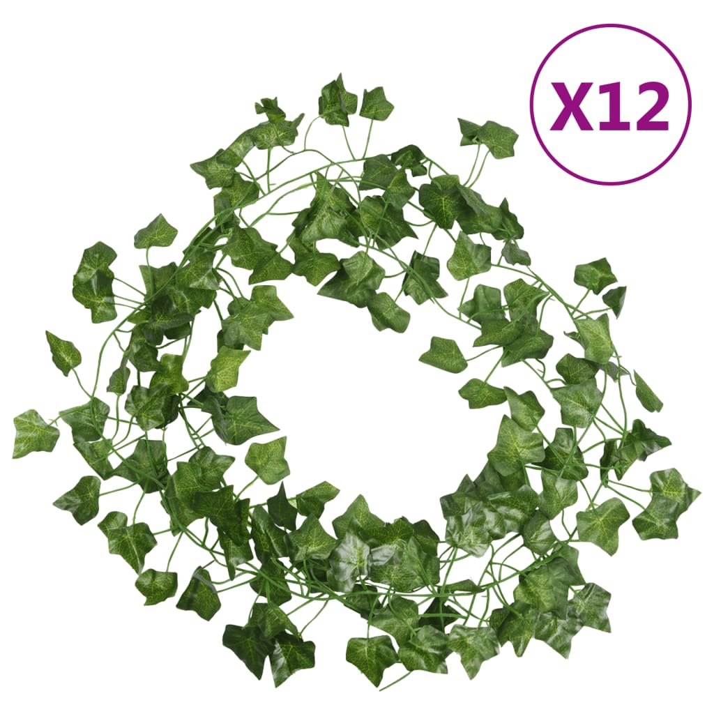 VidaXL Kerstslingers klimop 12 st 200 cm groen