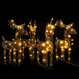VidaXL Kerstversiering rendierfamilie 4 st 160 LED's rattan warmwit - afbeelding 2