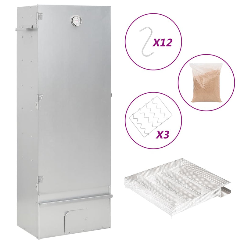 Vidaxl bbq-rookoven met koude rookgenerator gegalvaniseerd staal