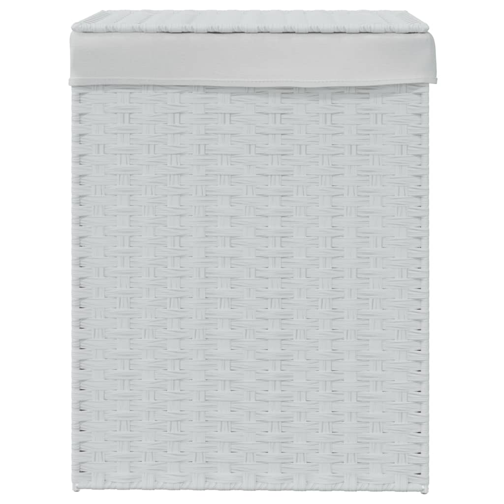 VidaXL Wasmand met deksel 46x33x60 cm poly rattan wit