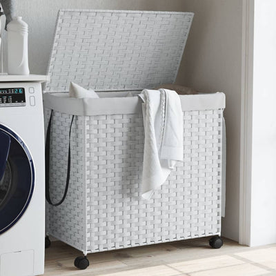 Vidaxl wasmand op wielen 60x35x60,5 cm rattan wit