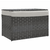Vidaxl wasmand met deksel 55,5x35x34 cm poly rattan grijs - afbeelding 2