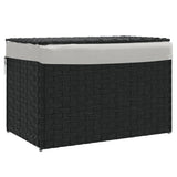 Vidaxl wasmand met deksel 55,5x35x34 cm poly rattan zwart - afbeelding 2