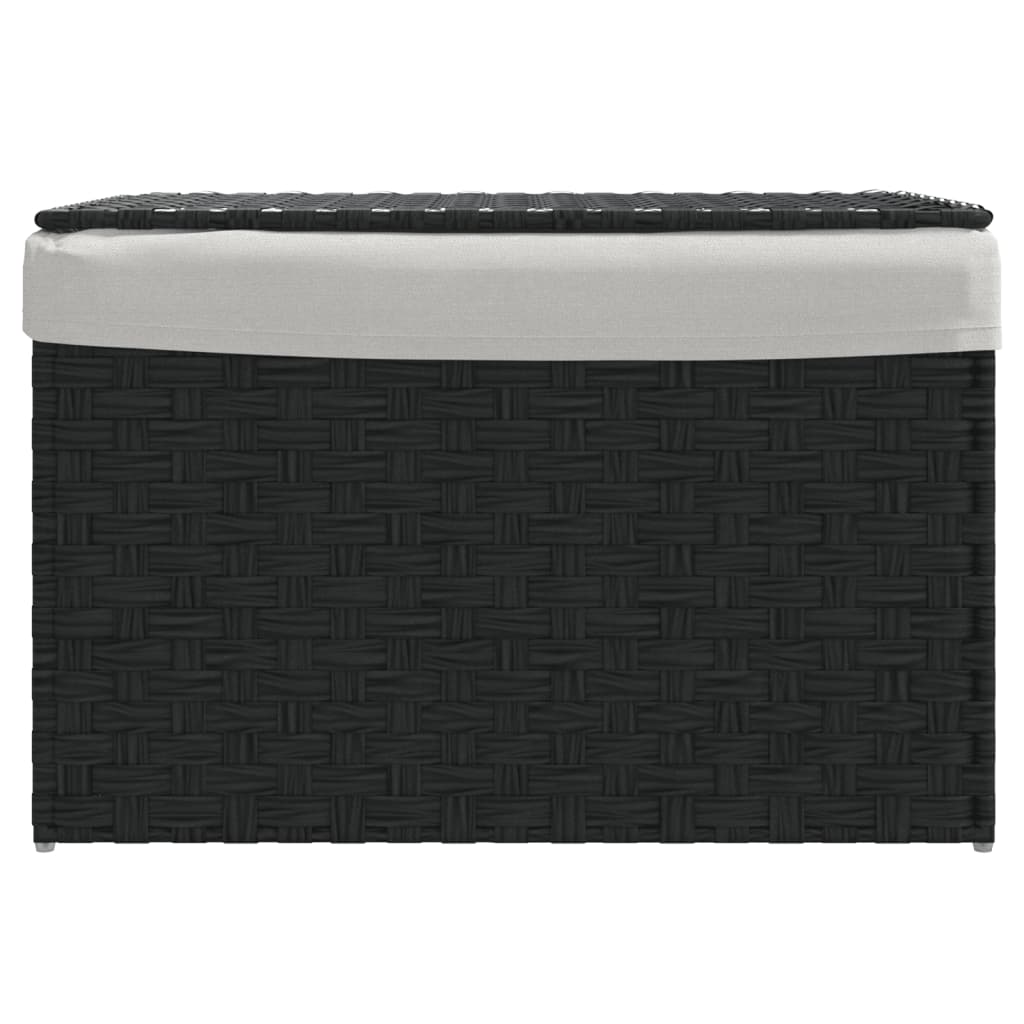 VidaXL Wasmand met deksel 55,5x35x34 cm poly rattan zwart