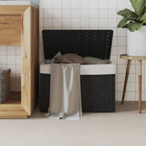 Vidaxl wasmand met deksel 55,5x35x34 cm poly rattan zwart - afbeelding 1
