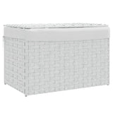 Vidaxl wasmand met deksel 55,5x35x34 cm poly rattan wit - afbeelding 2