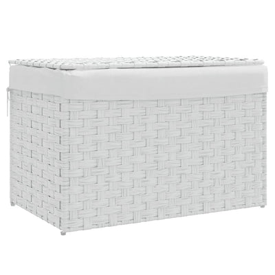 Vidaxl wasmand met deksel 55,5x35x34 cm poly rattan wit