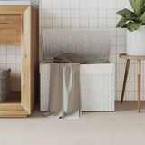 Vidaxl wasmand met deksel 55,5x35x34 cm poly rattan wit - afbeelding 1