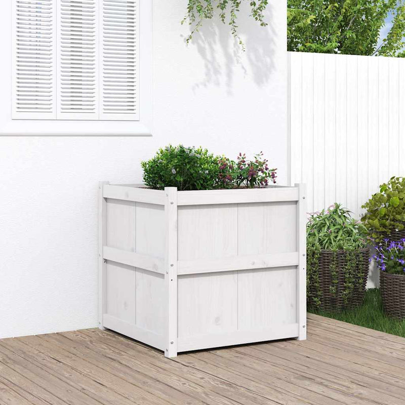 Vidaxl plantenbak 70x70x70 cm massief grenenhout wit