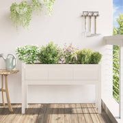 Vidaxl plantenbak met poten 110x31x70 cm massief grenenhout wit - afbeelding 3