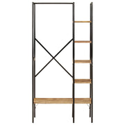 Vidaxl kledingrek met schappen 90x40x190 cm massief mangohout en ijzer - afbeelding 2