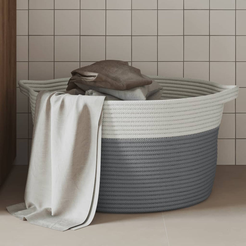 Vidaxl opbergmand ø 40x25 cm katoen grijs en wit