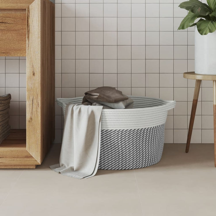 Vidaxl opbergmand ø 40x25 cm katoen grijs en wit