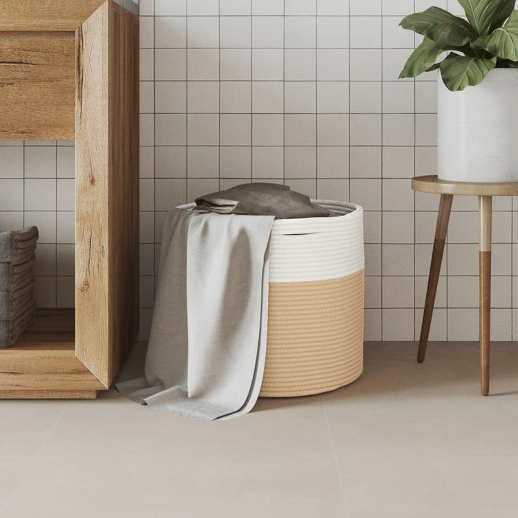 Vidaxl opbergmand ø 40x35 cm katoen beige en wit