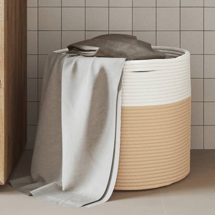Vidaxl opbergmand ø 40x35 cm katoen beige en wit
