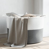 Vidaxl wasmand ø 55x36 cm katoen grijs en wit - afbeelding 1