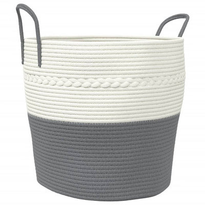 Vidaxl opbergmand ø 43x38 cm katoen grijs en wit