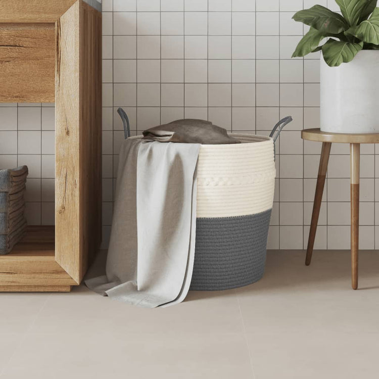 Vidaxl opbergmand ø 43x38 cm katoen grijs en wit