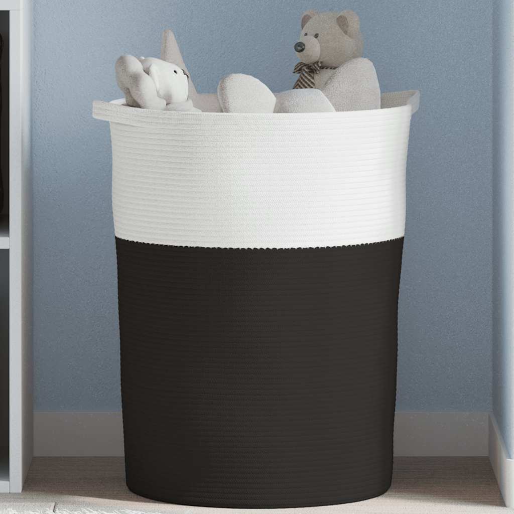 Vidaxl opbergmand ø 49x65 cm katoen zwart en wit