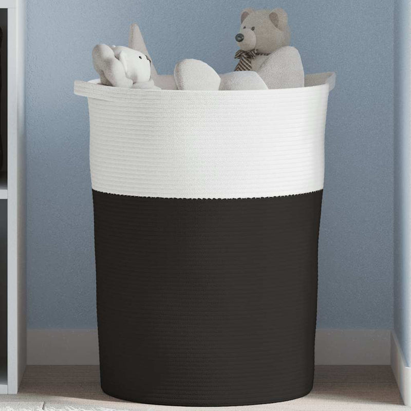Vidaxl opbergmand ø 49x65 cm katoen zwart en wit