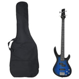 Vidaxl basgitaar voor beginners elektrisch met tas 4 4 46 blauw zwart - afbeelding 1