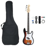 Vidaxl basgitaar voor beginners elektrisch met tas 4 4 46 bruin wit - afbeelding 2