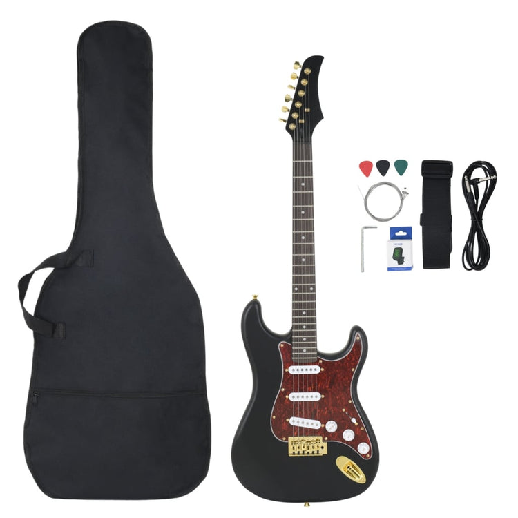 Vidaxl gitaar voor beginners elektrisch met tas 4 4 39 zwart en goud
