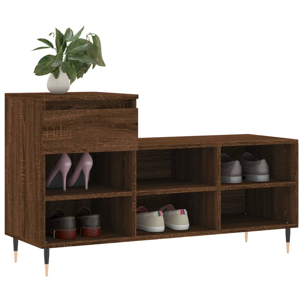 Vidaxl schoenenkast 102x36x60 cm bewerkt hout bruin eikenkleur