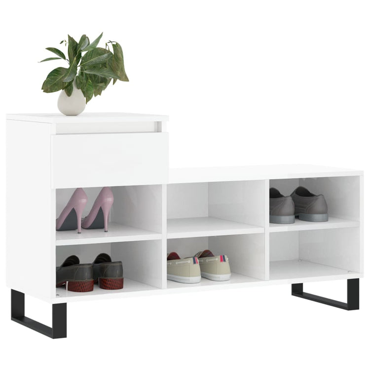 Vidaxl schoenenkast 102x36x60 cm bewerkt hout hoogglans wit