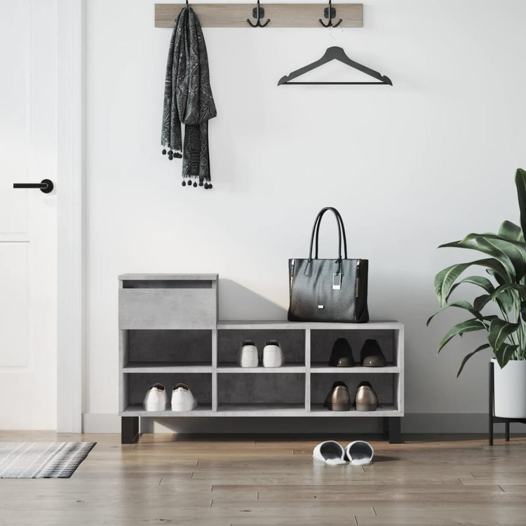 Vidaxl schoenenkast 102x36x60 cm bewerkt hout betongrijs
