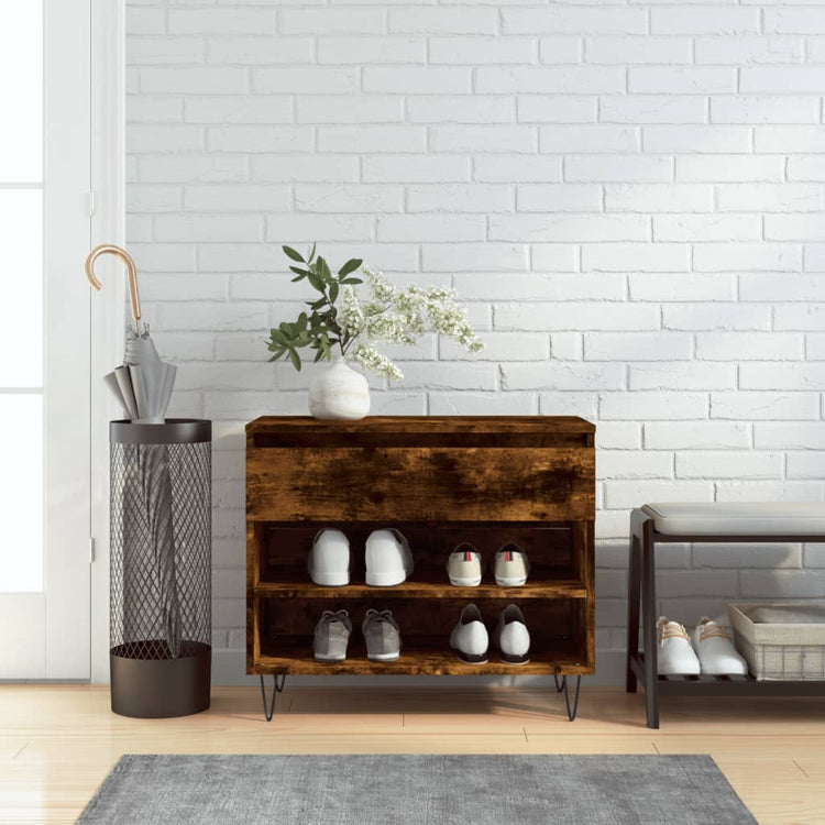 VidaXL Schoenenkast 70x36x60 cm bewerkt hout gerookt eikenkleurig