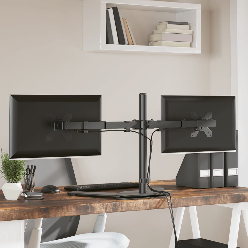 Vidaxl monitorstandaard dubbel vesa 75 100 mm staal zwart