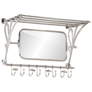 Vidaxl bagagerek met kleerhangers en spiegel wandmontage aluminium - afbeelding 1