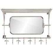 Vidaxl bagagerek met kleerhangers en spiegel wandmontage aluminium - afbeelding 2