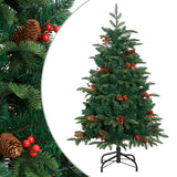 Vidaxl kunstkerstboom met scharnieren dennenappels en bessen 120 cm - afbeelding 1