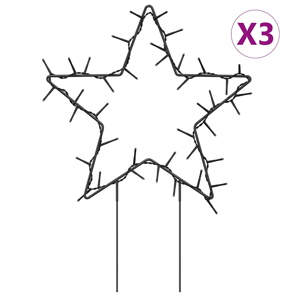 Vidaxl kerstverlichting ster 3 st met grondpinnen 50 led's 29 cm