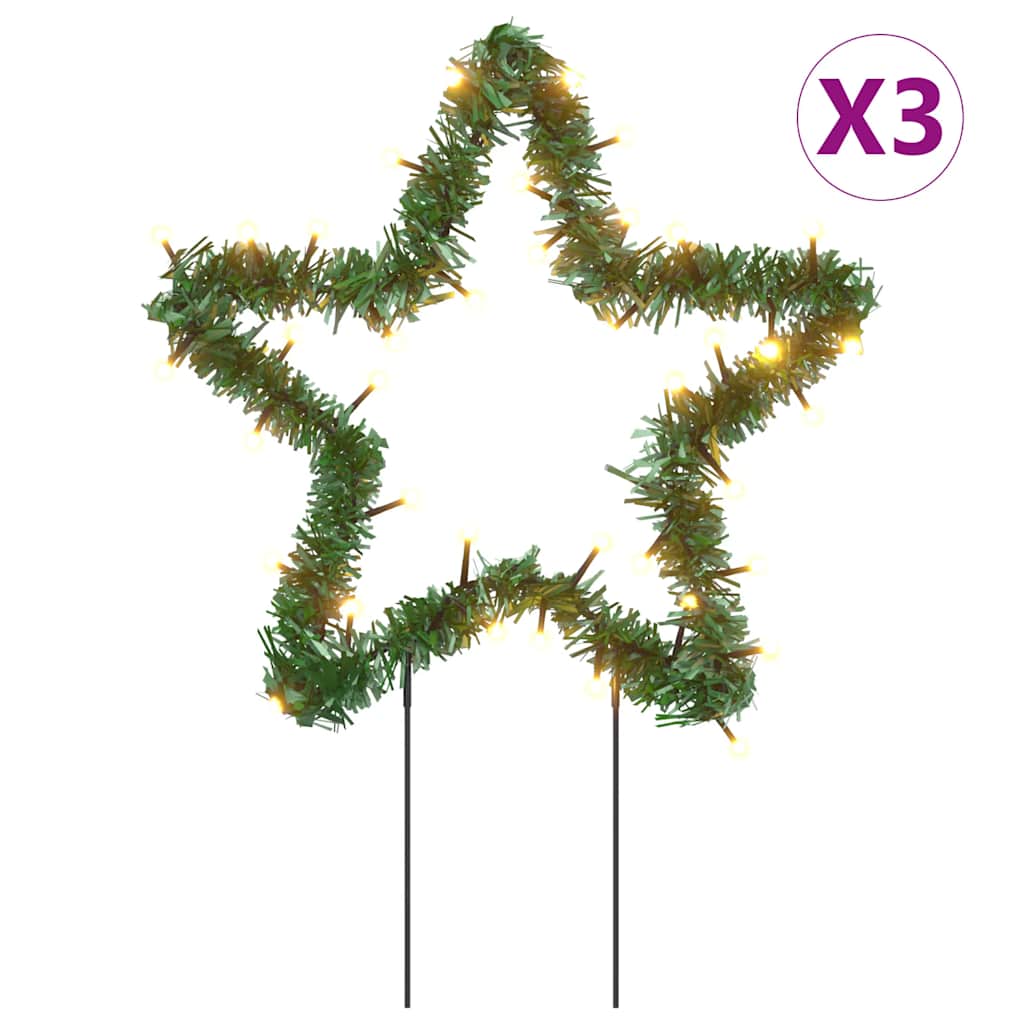 Vidaxl kerstverlichting ster 3 st met grondpinnen 50 led's 29 cm