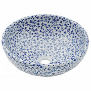 Vidaxl opzetwasbak rond φ41x14 cm keramiek wit en blauw - afbeelding 3