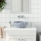 Vidaxl opzetwasbak rond φ41x14 cm keramiek wit en blauw - afbeelding 1