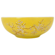 Vidaxl opzetwasbak rond φ41x14 cm keramiek wit en geel - afbeelding 2