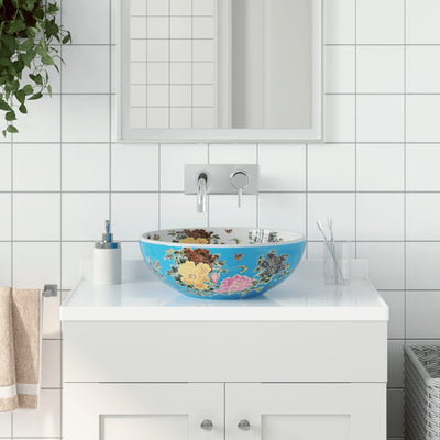 Vidaxl opzetwasbak rond φ41x14 cm keramiek meerkleurig