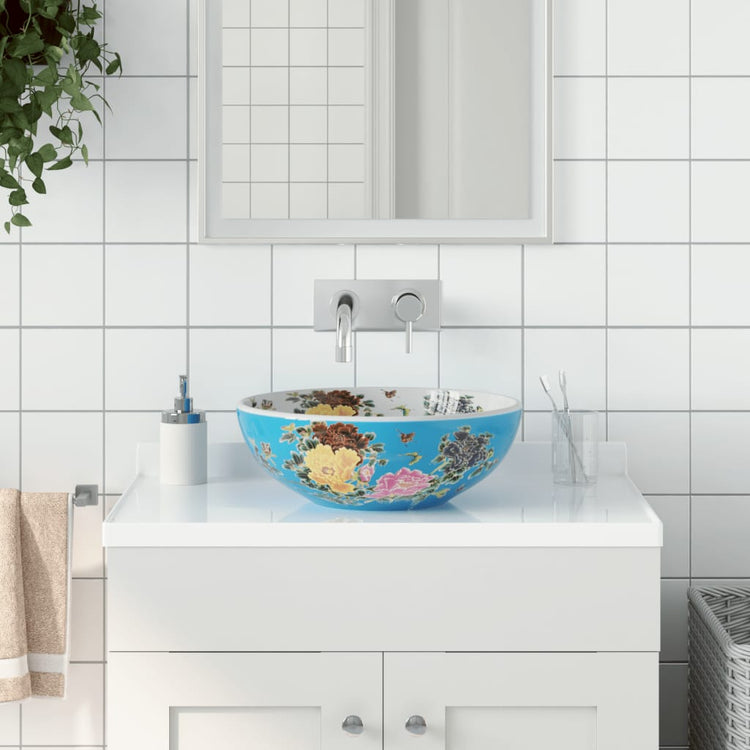 Vidaxl opzetwasbak rond φ41x14 cm keramiek meerkleurig