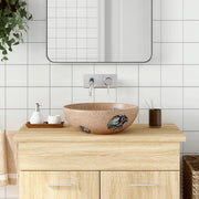 Vidaxl opzetwasbak rond φ41x14 cm keramiek bruin en blauw - afbeelding 1